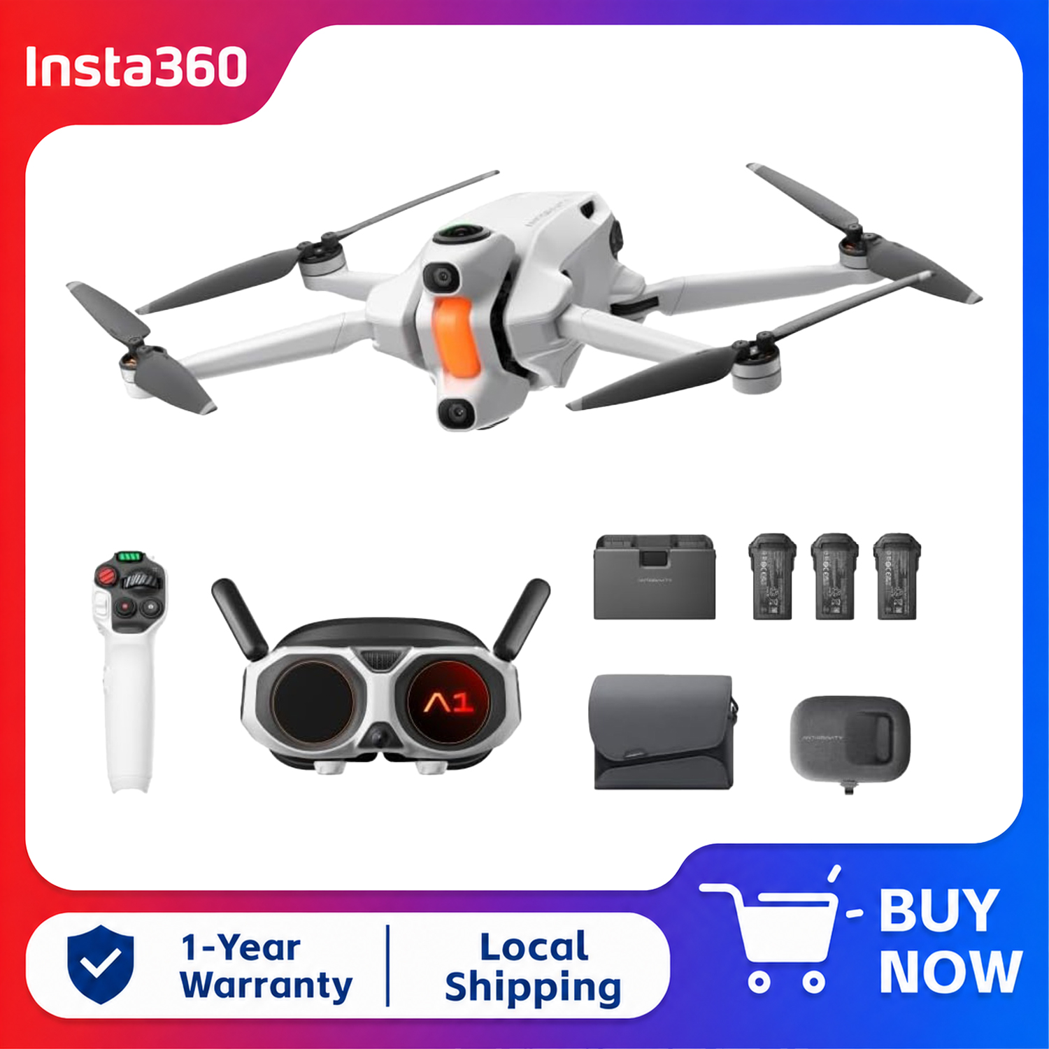 ชุด Insta360 Antigravity A1 Ex - Eachine Drone E010 บทวิจารณ์และราคา